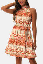 Load image into Gallery viewer, Printed Tie Waist Frill Trim Dress
