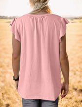 Load image into Gallery viewer, Ruffled Notched Cap Sleeve Tank
