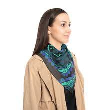 Load image into Gallery viewer, Shades of Blue on Black Poly Scarf
