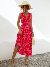 Load image into Gallery viewer, Tied Printed Surplice Tiered Dress
