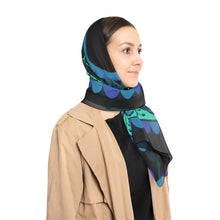 Load image into Gallery viewer, Shades of Blue on Black Poly Scarf
