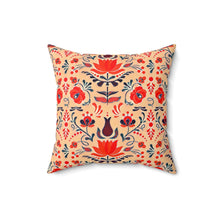 Load image into Gallery viewer, Floral Square Pillow in Peach
