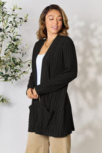 Load image into Gallery viewer, Basic Bae Full Size Ribbed Open Front Cardigan with Pockets
