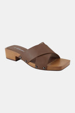 Load image into Gallery viewer, Weeboo Step Into Summer Criss Cross Wooden Clog Mule in Brown
