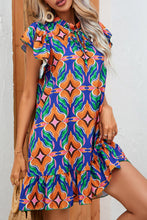 Load image into Gallery viewer, Printed Tie Neck Mini Dress
