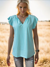 Load image into Gallery viewer, Ruffled Notched Cap Sleeve Tank
