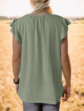 Load image into Gallery viewer, Ruffled Notched Cap Sleeve Tank
