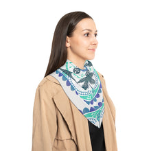 Load image into Gallery viewer, Shades of Blue on White Poly Scarf
