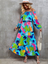 Load image into Gallery viewer, Printed Off-Shoulder Balloon Sleeve Tiered Dress
