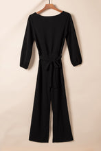 Load image into Gallery viewer, Boat Neck Tie Belt Jumpsuit
