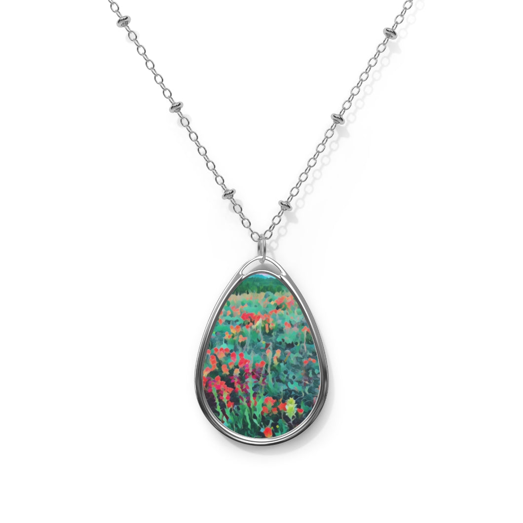 Spring Flowers Oval Necklace- Art by Irene Kipreos Brooks