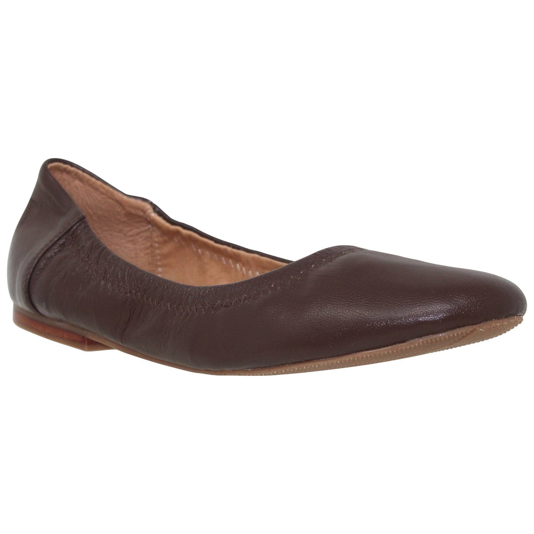 Round Toe Leather Ballet Flats Memory Foam Cushion