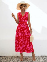 Load image into Gallery viewer, Tied Printed Surplice Tiered Dress
