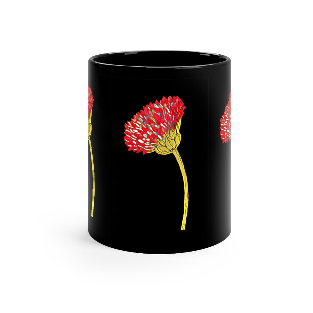 Pink Flower 11oz Black Mug