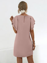 Load image into Gallery viewer, Round Neck Flutter Sleeve Mini Dress
