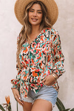 Load image into Gallery viewer, Multicolored V-Neck Lantern Sleeve Shirt
