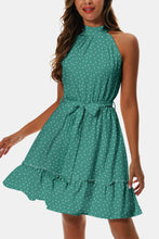 Load image into Gallery viewer, Printed Tie Waist Frill Trim Dress
