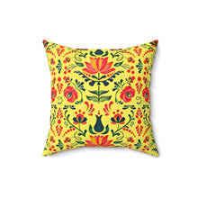 Load image into Gallery viewer, Floral Square Pillow in Yellow
