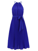 Load image into Gallery viewer, Pleated Spaghetti Strap Tie Waist Midi Dress
