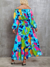 Load image into Gallery viewer, Printed Off-Shoulder Balloon Sleeve Tiered Dress
