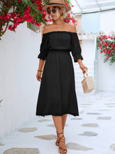 Load image into Gallery viewer, Frilled Off-Shoulder Flounce Sleeve Dress
