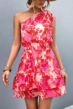 Load image into Gallery viewer, Floral Smocked Waist Tied One-Shoulder Dress
