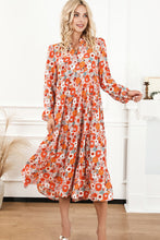 Load image into Gallery viewer, Floral Notched Neck Long Sleeve Dress
