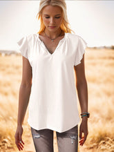 Load image into Gallery viewer, Ruffled Notched Cap Sleeve Tank
