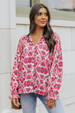 Load image into Gallery viewer, Floral Button-Up Flounce Sleeve Blouse
