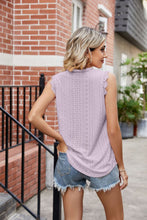 Load image into Gallery viewer, Eyelet Lace Trim Eyelash V-Neck Tank
