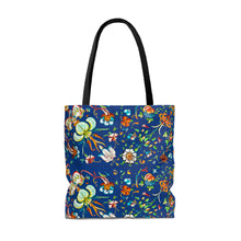 Load image into Gallery viewer, French Flower&#39;s In Blue Tote Bag
