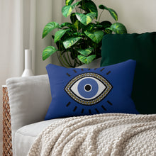 Load image into Gallery viewer, Evil Eye Lumbar Pillow In Bule
