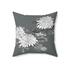 Load image into Gallery viewer, Gray Floral Spun Polyester Square Pillow
