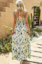 Load image into Gallery viewer, Printed Tie-Shoulder Smocked Maxi Dress
