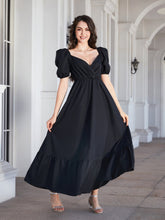 Load image into Gallery viewer, Surplice Neck Ruffle Hem Balloon Sleeve Maxi Dress
