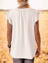 Load image into Gallery viewer, Ruffled Notched Cap Sleeve Tank
