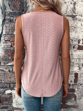 Load image into Gallery viewer, Eyelet V-Neck Curved Hem Tank
