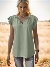 Load image into Gallery viewer, Ruffled Notched Cap Sleeve Tank
