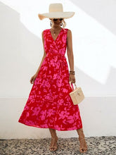 Load image into Gallery viewer, Tied Printed Surplice Tiered Dress
