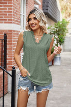 Load image into Gallery viewer, Eyelet Lace Trim Eyelash V-Neck Tank
