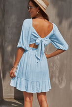 Load image into Gallery viewer, Tie-Back Ruffled Hem Square Neck Mini Dress
