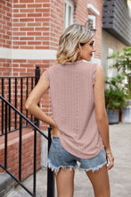 Load image into Gallery viewer, Eyelet Lace Trim Eyelash V-Neck Tank
