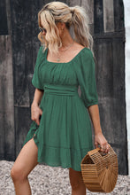 Load image into Gallery viewer, Tie-Back Ruffled Hem Square Neck Mini Dress
