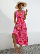 Load image into Gallery viewer, Tied Printed Surplice Tiered Dress
