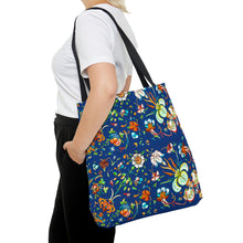 Load image into Gallery viewer, French Flower&#39;s In Blue Tote Bag
