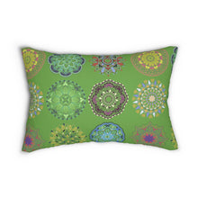 Load image into Gallery viewer, Colorful Arabesque Patterned Lumbar Pillow in Green
