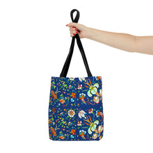 Load image into Gallery viewer, French Flower&#39;s In Blue Tote Bag
