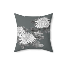 Load image into Gallery viewer, Gray Floral Spun Polyester Square Pillow
