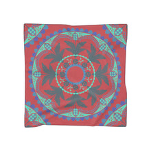 Load image into Gallery viewer, Shades of Blue on Red Poly Scarf
