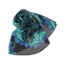 Load image into Gallery viewer, Shades of Blue on Black Poly Scarf
